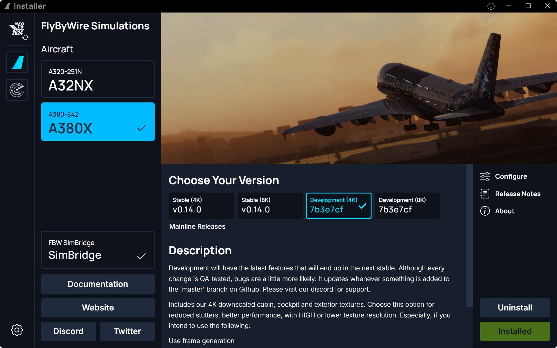FlyByWire Installer screenshot